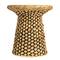 Household Essentials 18" Black & Natural Braided Water Hyacinth & Resin Geometric Side Table